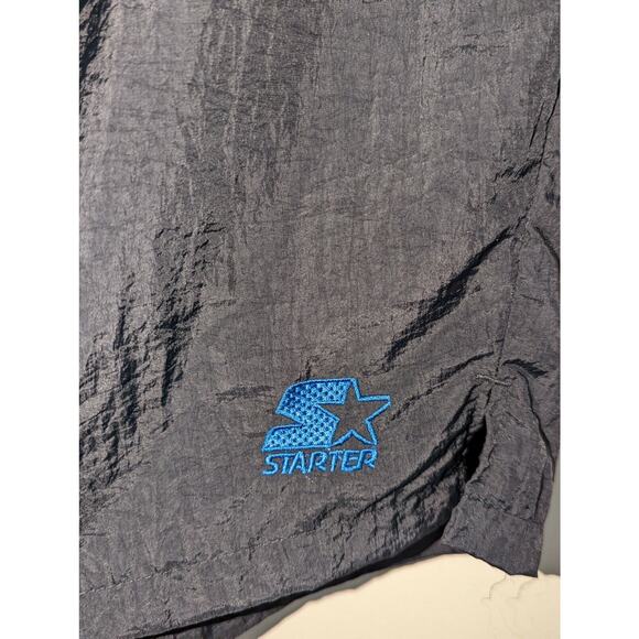 Starter Mens XL Vintage Blue Spell Out Mesh-Lined 100% Nylon Swimming Trunks NWT - Picture 3 of 8